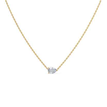 1.0 CT East West Pear Cut Moissanite Diamond Solitaire Pendant Necklace in Solid Gold 4