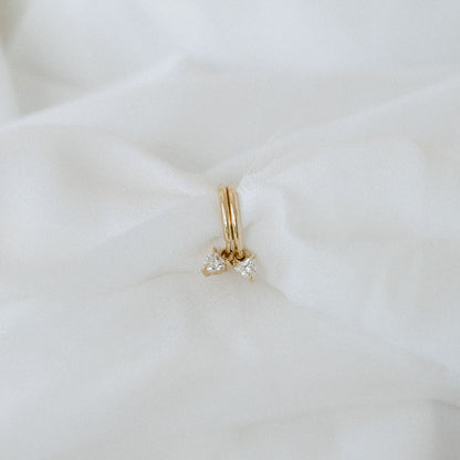 0.20 TCW Heart Cut Moissanite Hoops Earrings in Gold 1