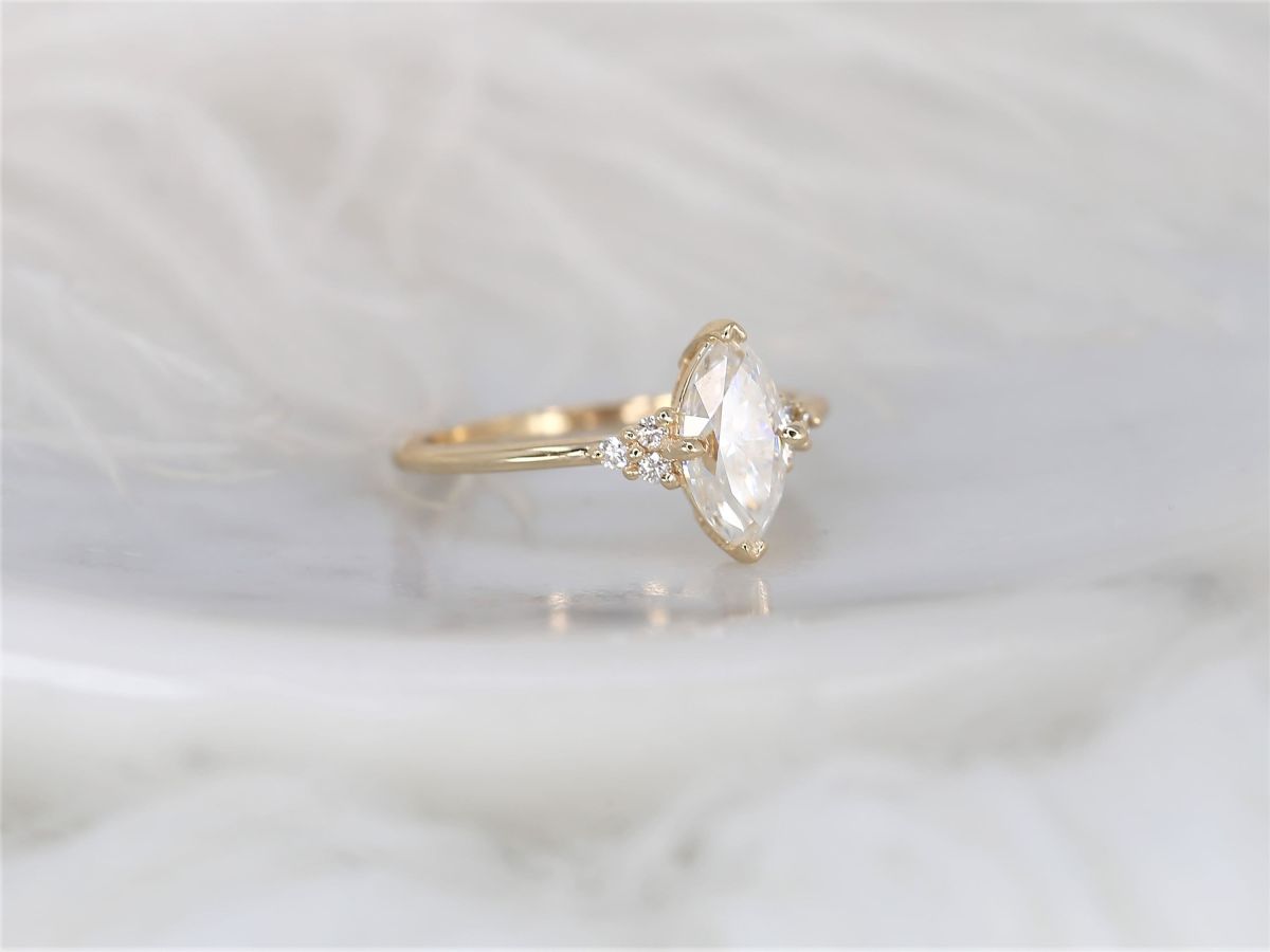 Stunning 1 CT Marquise Moissanite Engagement Ring With Cluster Design 2