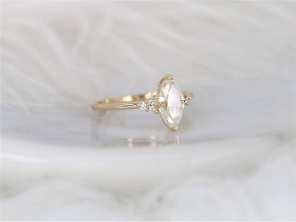 Stunning 1 CT Marquise Moissanite Engagement Ring With Cluster Design 2