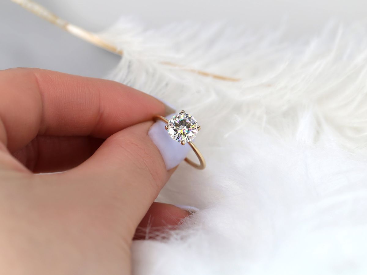 Stunning 2.0 CT Round Moissanite Engagement Ring with Solitaire Design 5