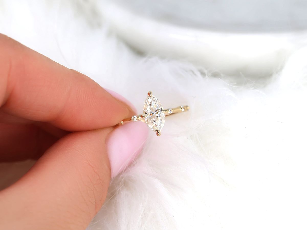 Stunning 1 CT Marquise Moissanite Engagement Ring With Dainty Design 7