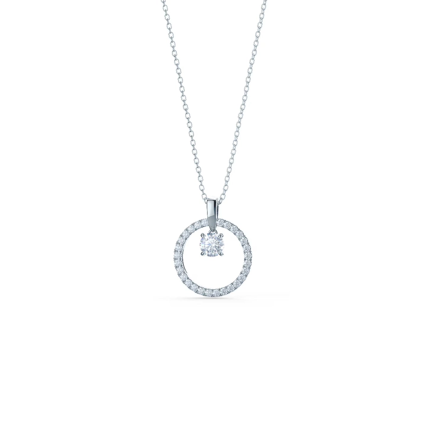 1.50 CT Round Moissanite Diamond Floating Stone Pendant Necklace in Solid Gold 4