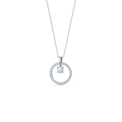 1.50 CT Round Moissanite Diamond Floating Stone Pendant Necklace in Solid Gold 4