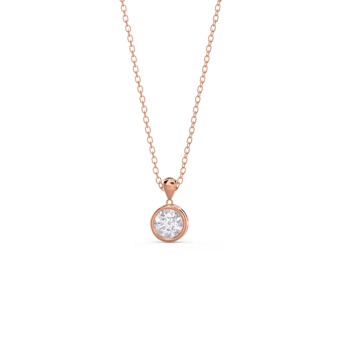 1.0 CT Round Cut Moissanite Bezel Pendant Necklace in Solid Gold 6