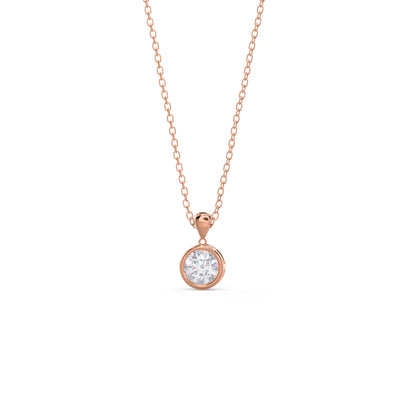 1.0 CT Round Cut Moissanite Bezel Pendant Necklace in Solid Gold 6