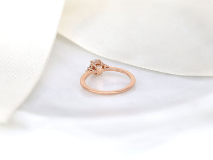 Stunning 0.50 CT Oval Moissanite Engagement Ring With Cluster Design 2