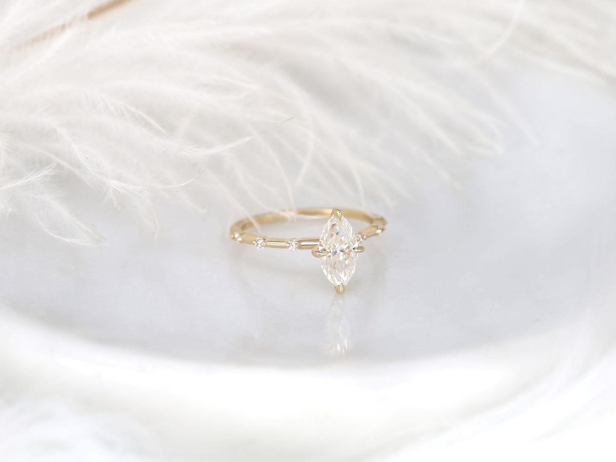 Stunning 1 CT Marquise Moissanite Engagement Ring With Dainty Design 3