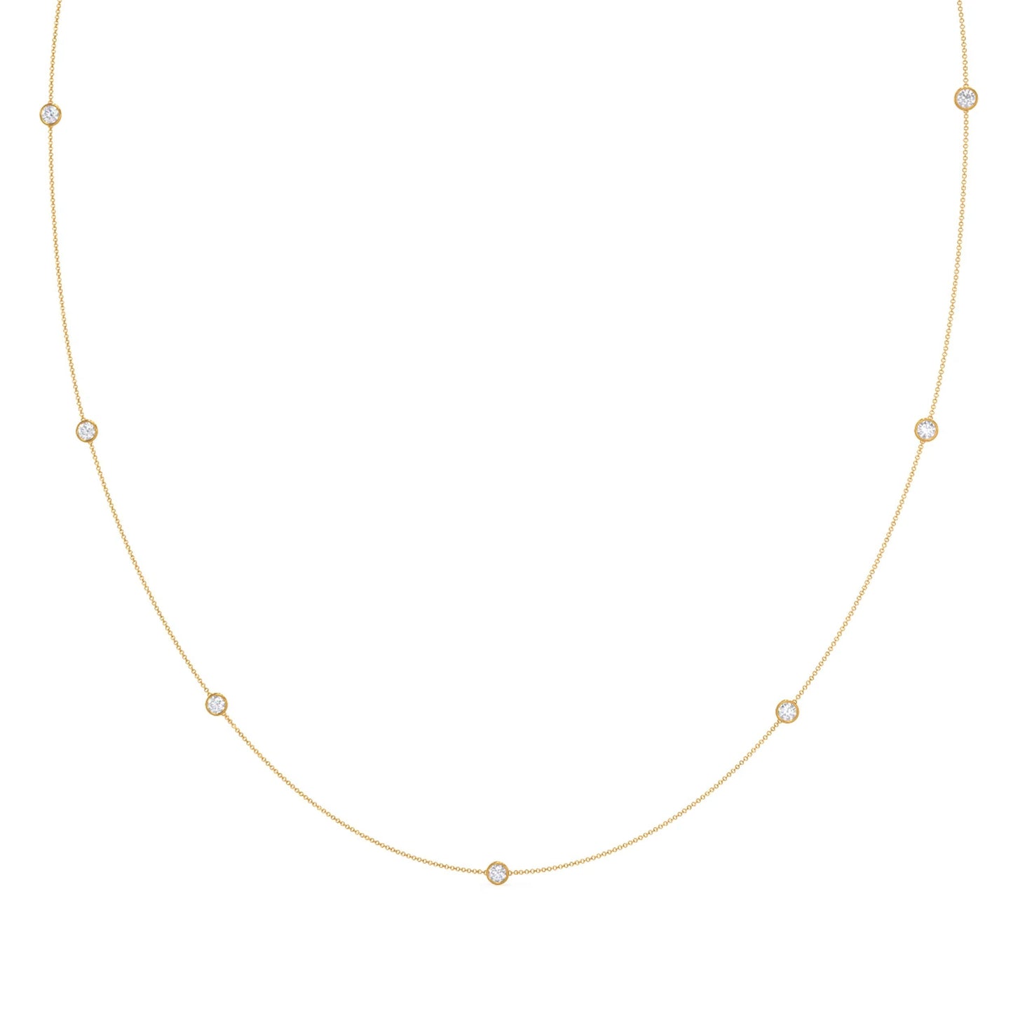 0.60 CT Round Moissanite Diamond Floating Diamond Bezel Necklace in Solid Gold 3