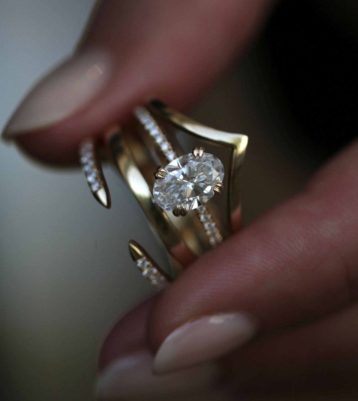 1.21 CT Oval Cut Pave CVD E/VS1 Diamond Engagement Ring 16