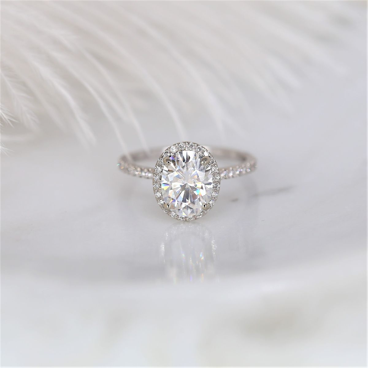 Stunning 2.0 CT Oval Moissanite Engagement Ring with Pave Design 2