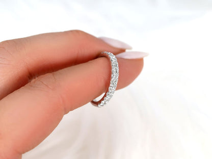 Stunning 0.6 TCW Round Moissanite Stones Half Eternity Wedding Band 3