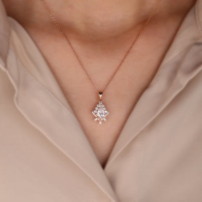 1.20 TCW Kite Moissanite Diamond Cluster Pendant Necklace in Solid Gold 5