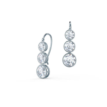 1.0 TCW Round Cut Moissanite Bezel Drop Earrings in Gold 2
