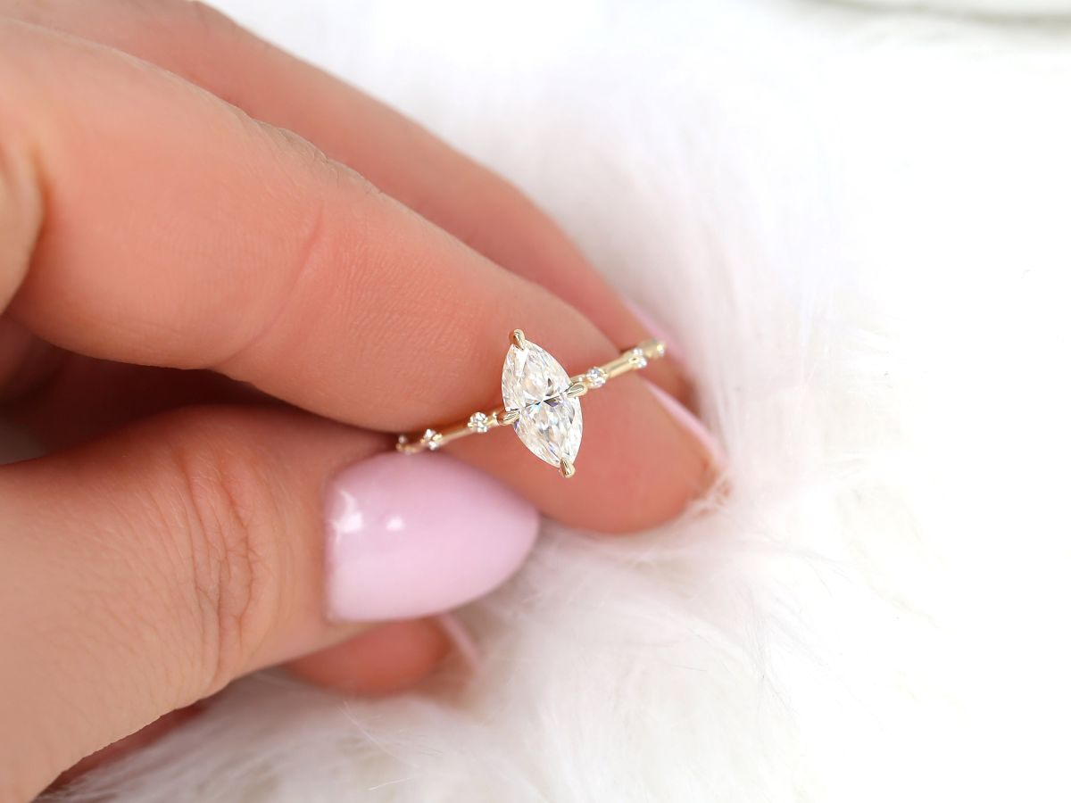 Stunning 1 CT Marquise Moissanite Engagement Ring With Dainty Design 8
