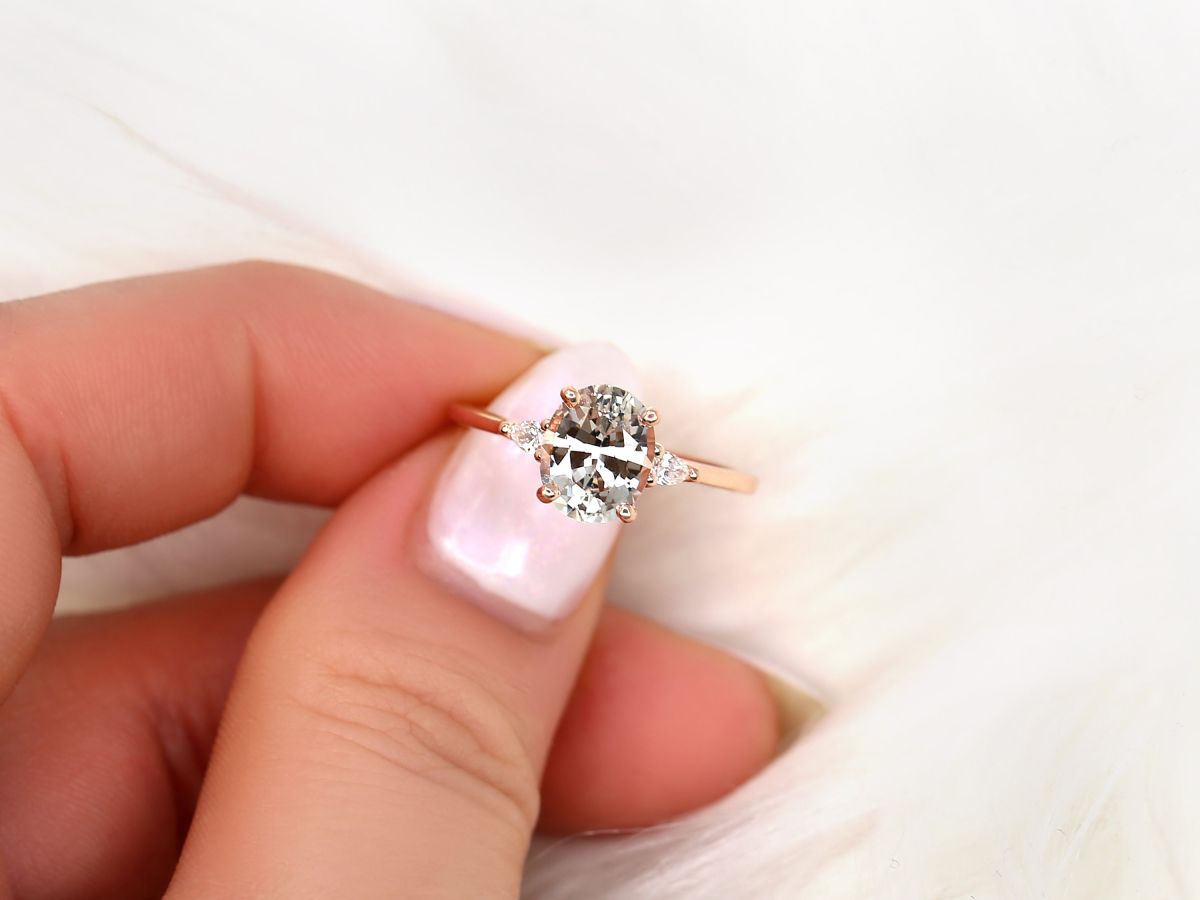 Stunning 1.95 CT Oval Moissanite Engagement Ring with Three Stone Design 8