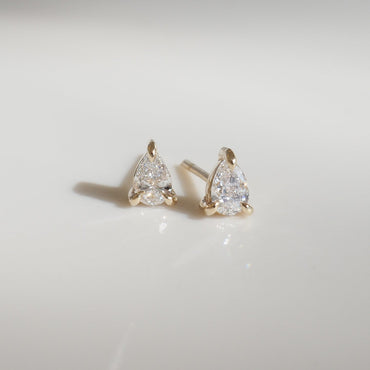 2.0 TCW Pear Cut Moissanite Stud Earrings in Gold 2