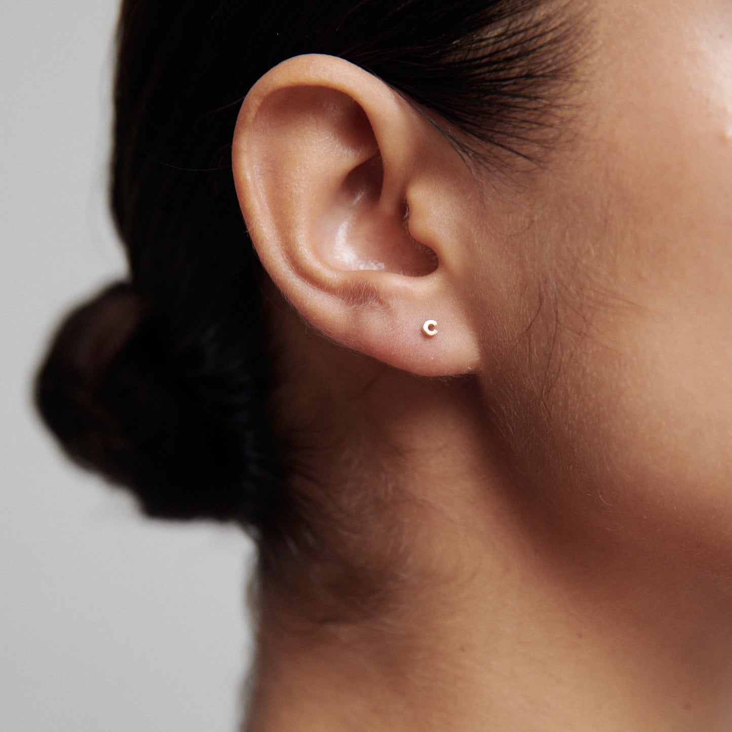 Micro Letter Earrings in Gold 5