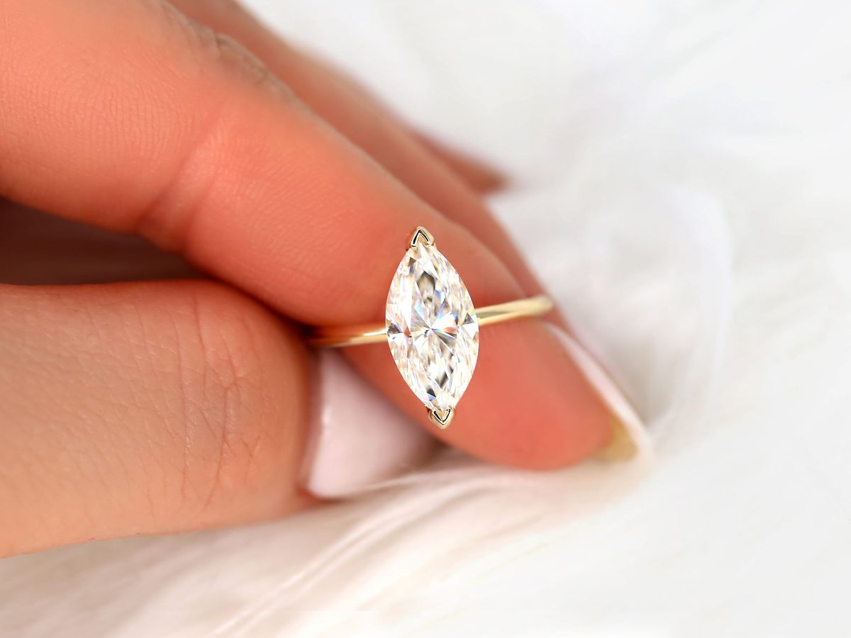 Stunning 2.80 CT Marquise Moissanite Engagement Ring with Hidden Halo Design 4