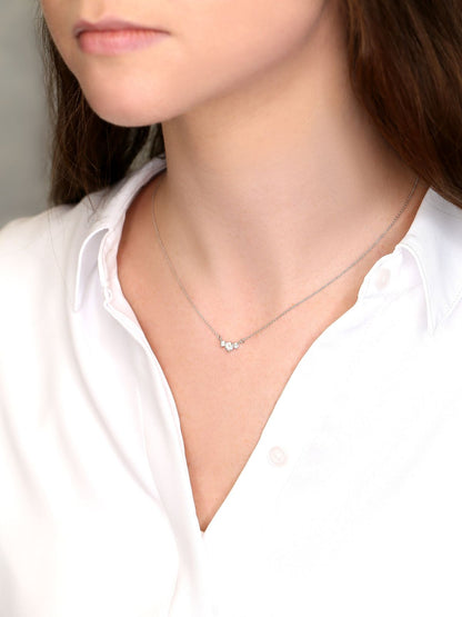 0.30 CT Round Moissanite Diamond Three Stone Pendant Necklace in Solid Gold 2