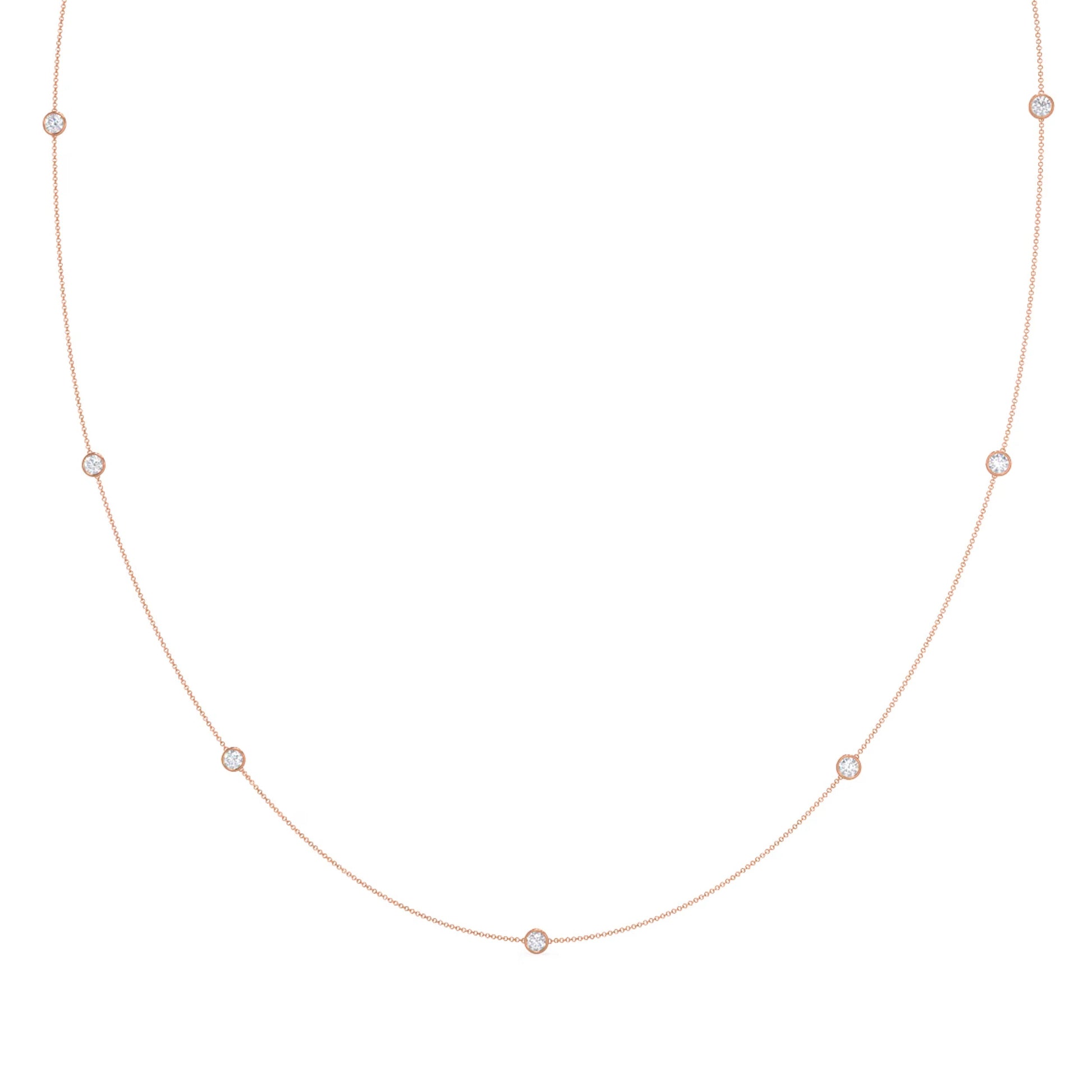 0.60 CT Round Moissanite Diamond Floating Diamond Bezel Necklace in Solid Gold 5