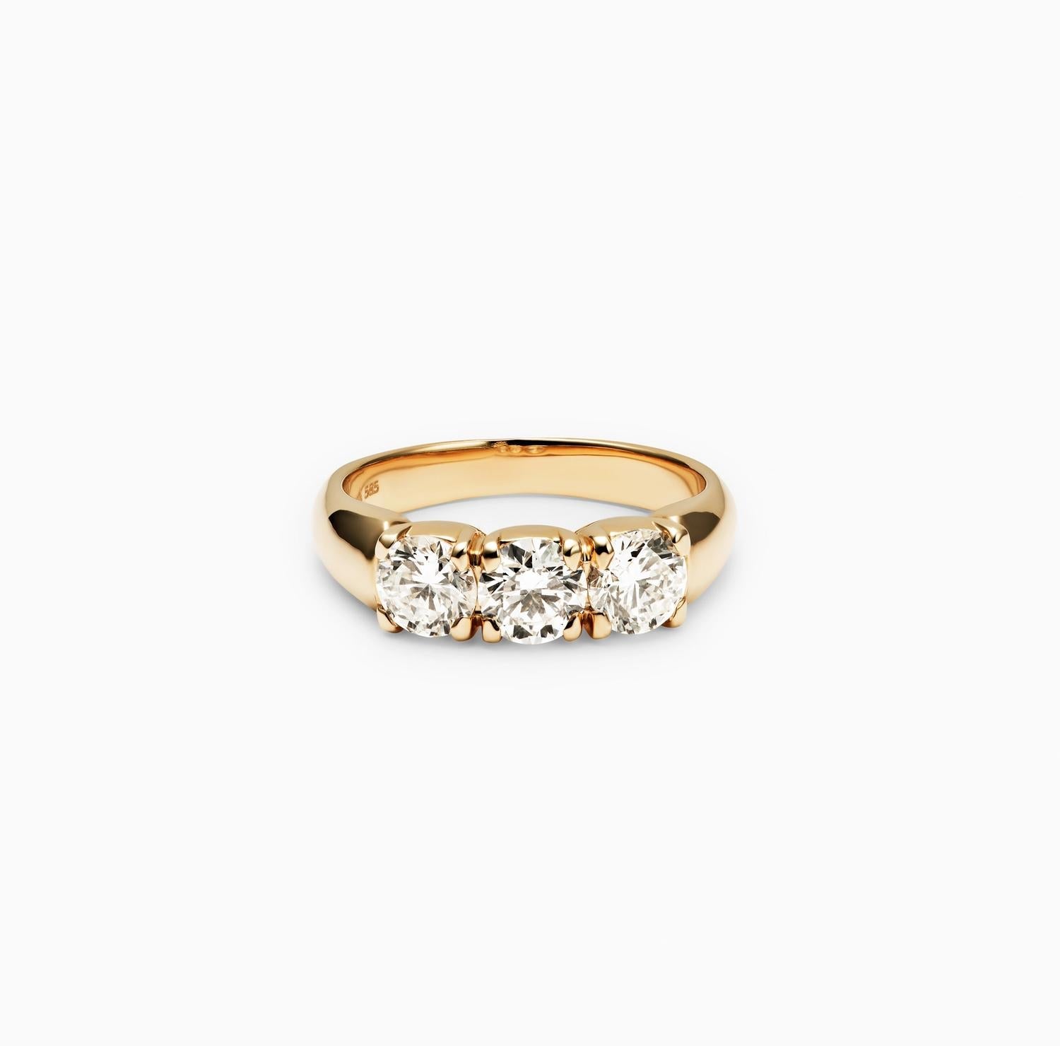 1.50 CT Round Three Stones Lab Grown Diamond Wedding Band