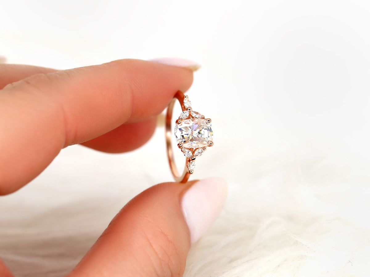 Stunning 1.5 CT Cushion Moissanite Engagement Ring with Cluster Design 8