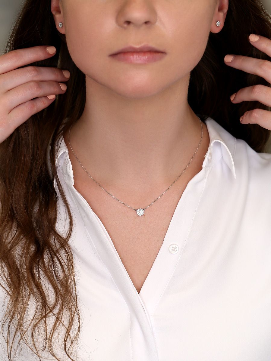 0.20 TCW Round Moissanite Diamond Circle Pendant Necklace in Solid Gold 4