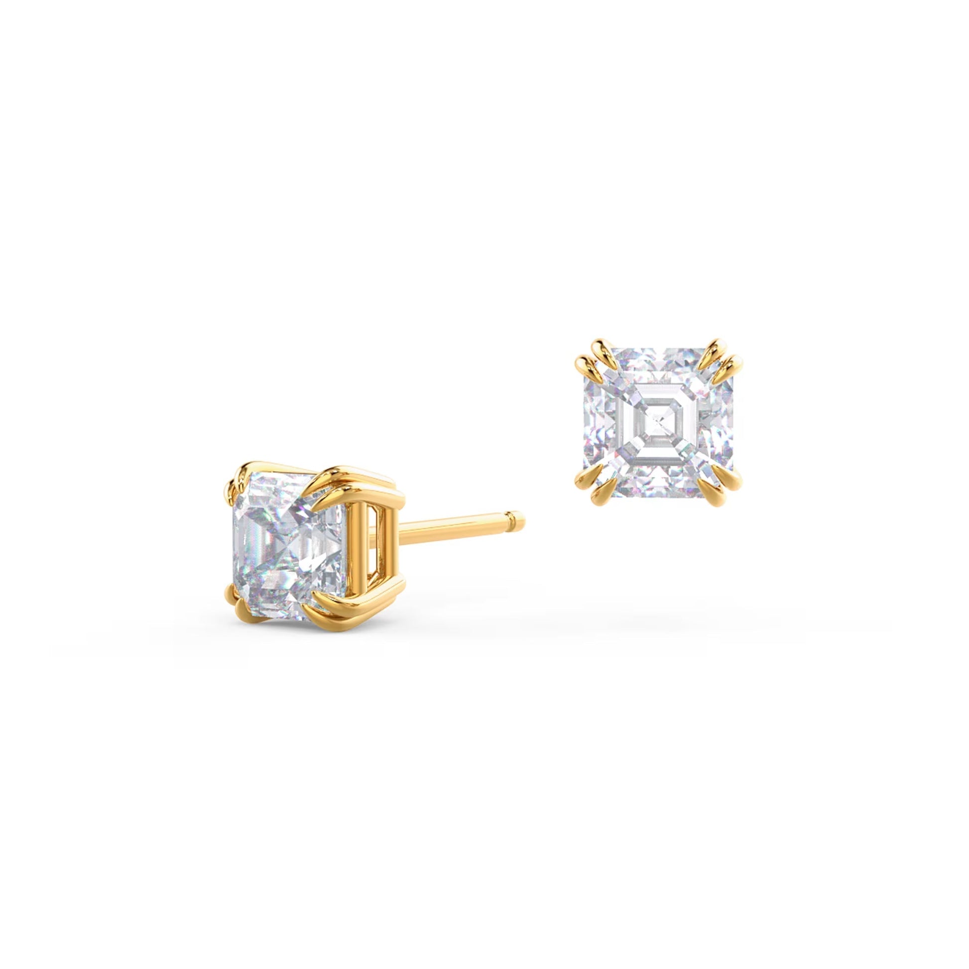 1.50 TCW Asscher Shape Moissanite Stud Earrings in Gold 5