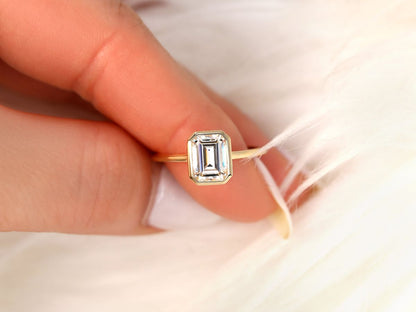 Stunning 1.75 CT Emerald Moissanite Engagement Ring with Bezel Design 7