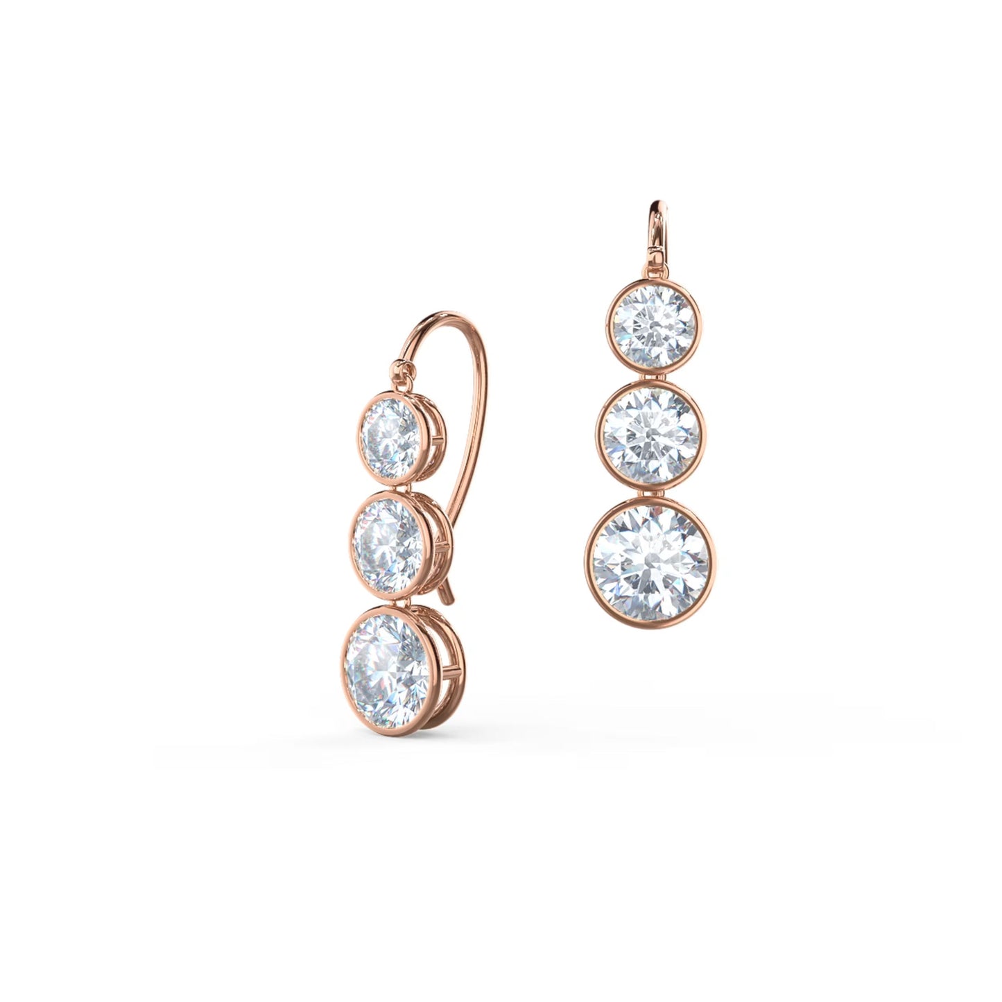 1.0 TCW Round Cut Moissanite Bezel Drop Earrings in Gold 3