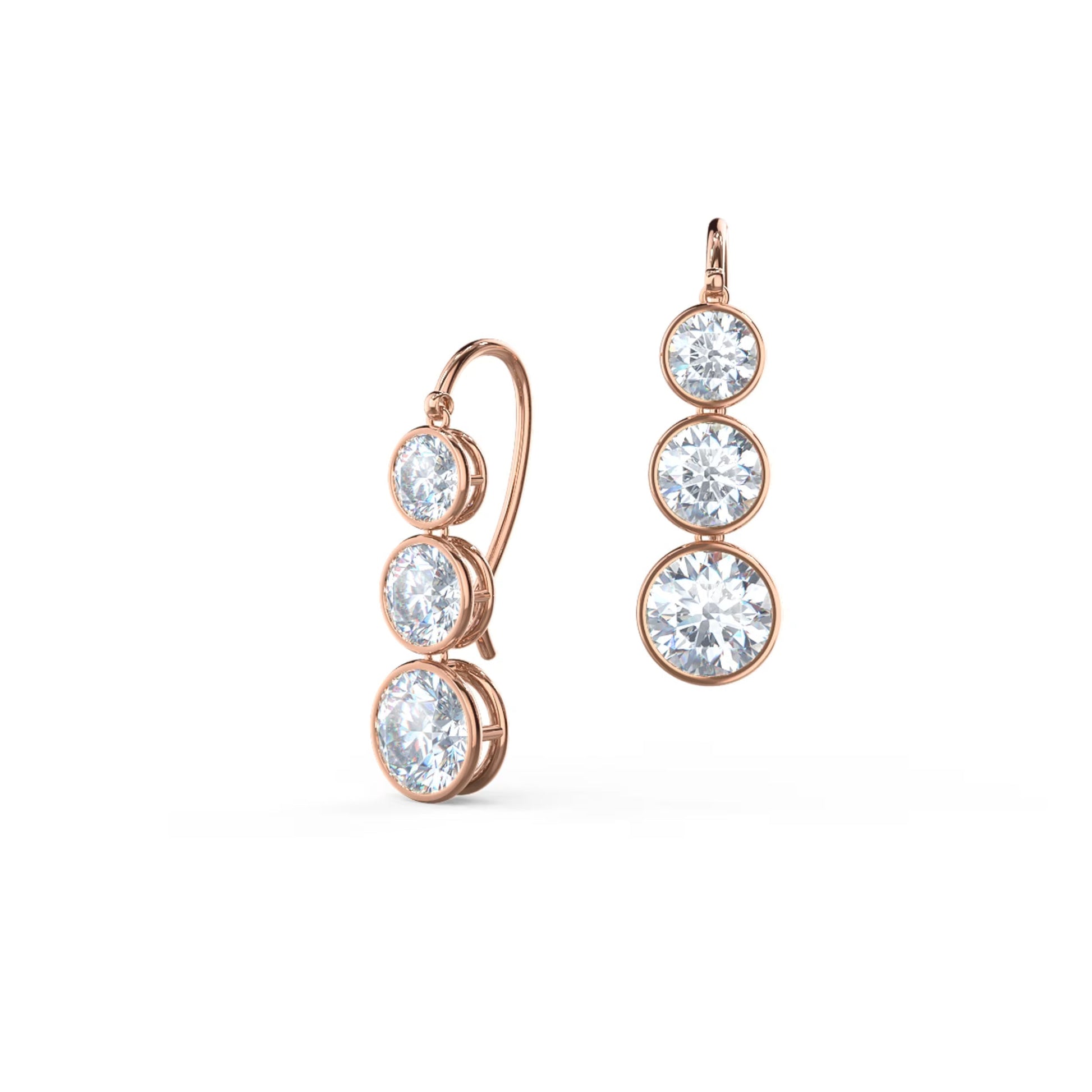 1.0 TCW Round Cut Moissanite Bezel Drop Earrings in Gold 3