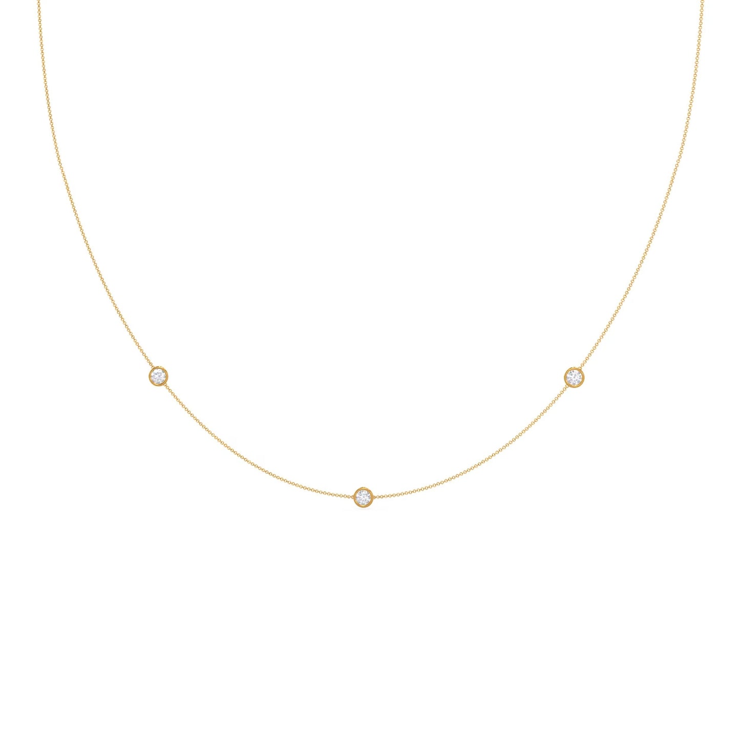 0.30 TCW Round Moissanite Diamond Floating Diamond Bezel Necklace in Solid Gold 4