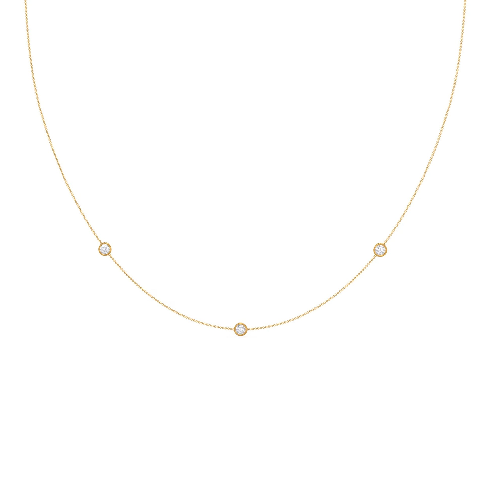 0.30 TCW Round Moissanite Diamond Floating Diamond Bezel Necklace in Solid Gold 4