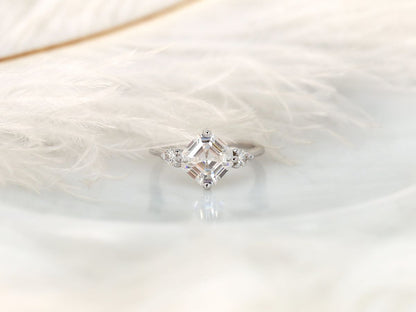 Stunning 2.20 CT Asscher Moissanite Engagement Ring with Three Stone Design 1