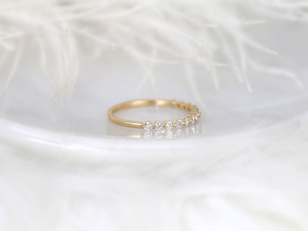 Stunning 0.38 TCW Round Moissanite Stones Half Eternity Wedding Bands 2