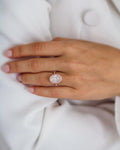 3.85 CT Oval Halo & Pave Moissanite Engagement Ring 1