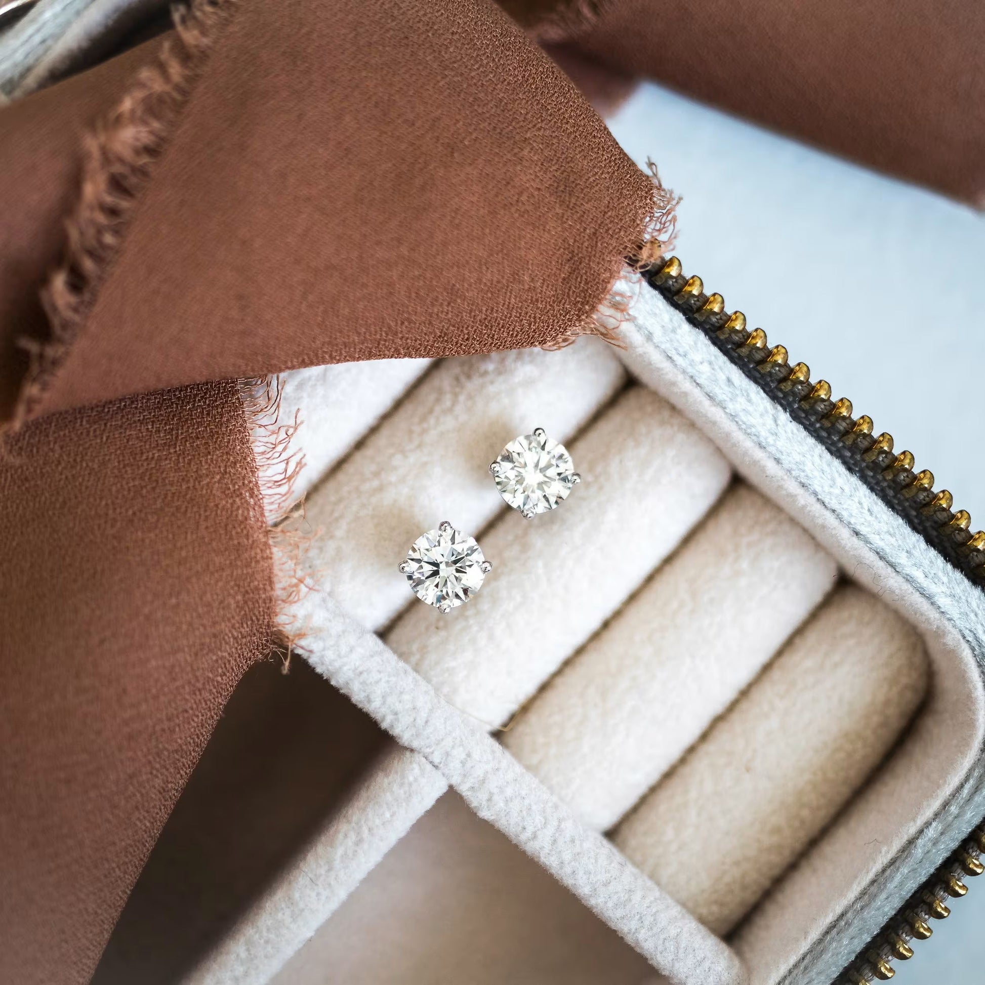 1.0 TCW Round Shape Moissanite Stud Earrings in Gold 3