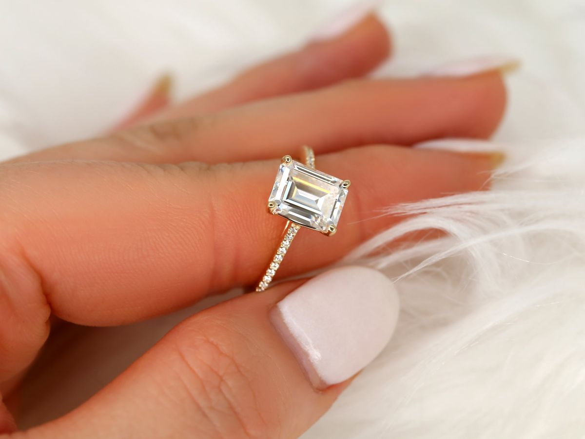 Stunning 2.6 CT Emerald Moissanite Engagement Ring with Pave Design 6