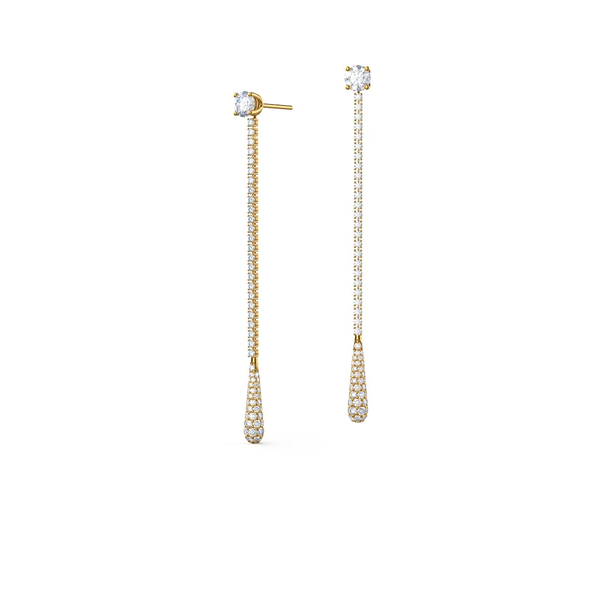 3.0 TCW Round Cut Moissanite Drop Dangler Earrings in Gold 5