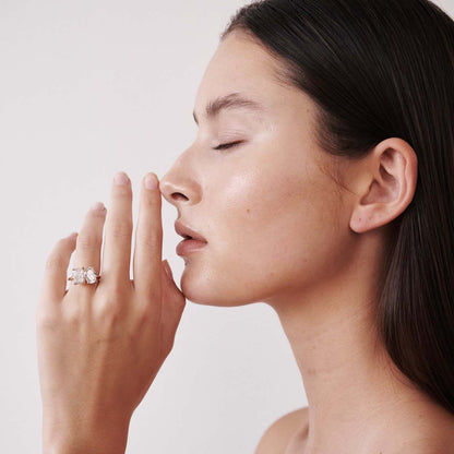 Stunning 3 CT Radiant & Oval Moissanite Engagement Ring with Two Stone Design 3