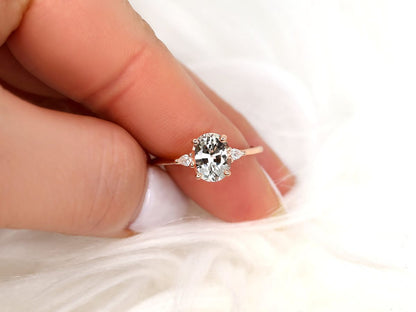 Stunning 1.95 CT Oval Moissanite Engagement Ring with Three Stone Design 7