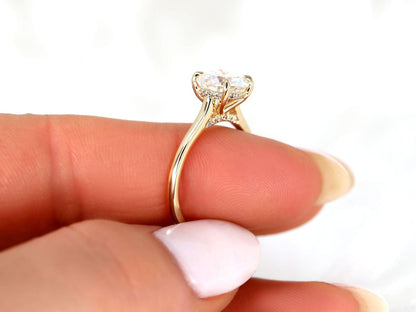 Stunning 2.0 CT Round Moissanite Engagement Ring with Hidden Halo Design 7