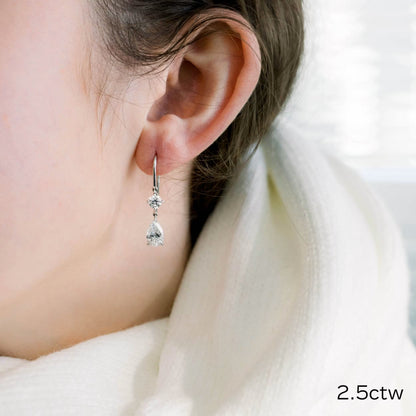 1.30 TCW Pear & Round Cut Moissanite Duet Drop Earrings in Gold 4