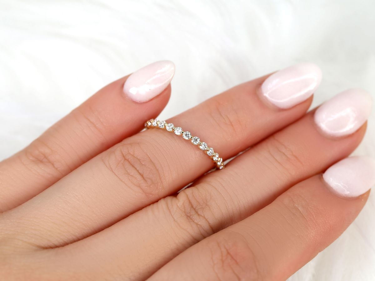 Stunning 0.35 TCW Round Moissanite Stones Half Eternity Wedding Bands 8