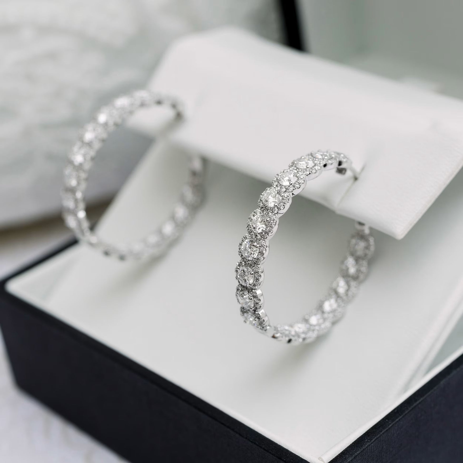 1.50 TCW Round Cut Moissanite Prong Set Inside Out Hoops Earrings in Gold 6