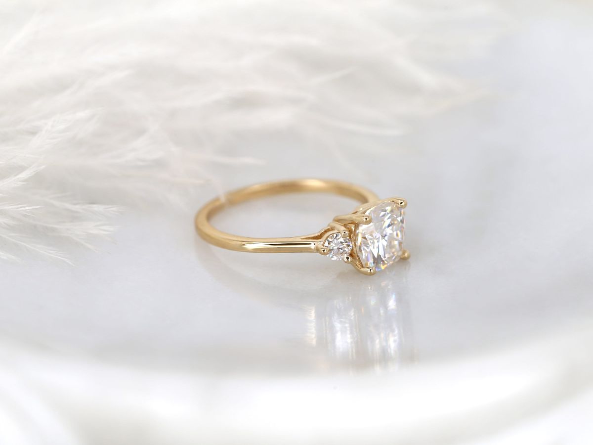 Stunning 1.70 CT Cushion Moissanite Engagement Ring with Three Stone Design 3