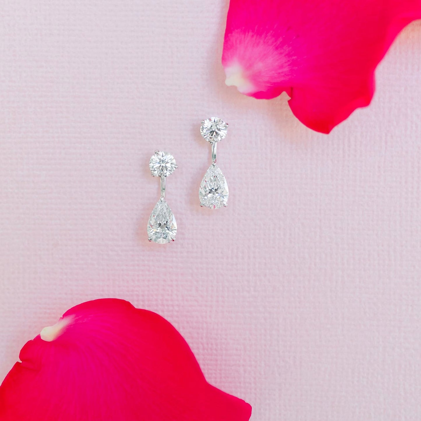 1.20 TCW Pear & Round Cut Moissanite Jackets Earrings in Gold 4