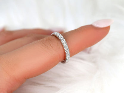 Stunning 0.6 TCW Round Moissanite Stones Half Eternity Wedding Band 5