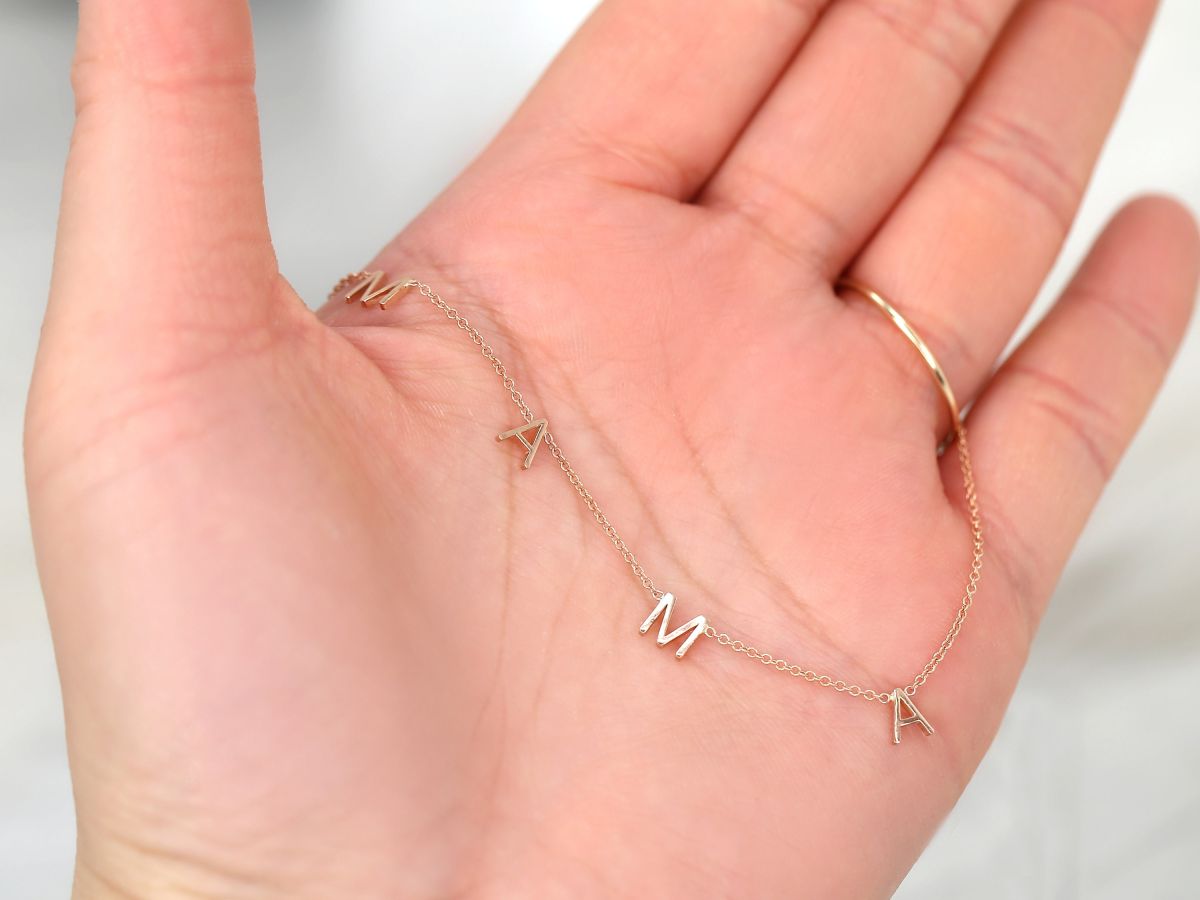 Customized Letter Name Necklace in Solid Gold 5